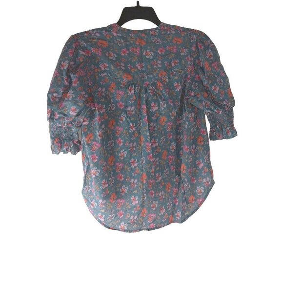 Sundance  Women's Jeanie Ruffle  Floral Button Up  Top Blouse  sz PM - Picture 2 of 13